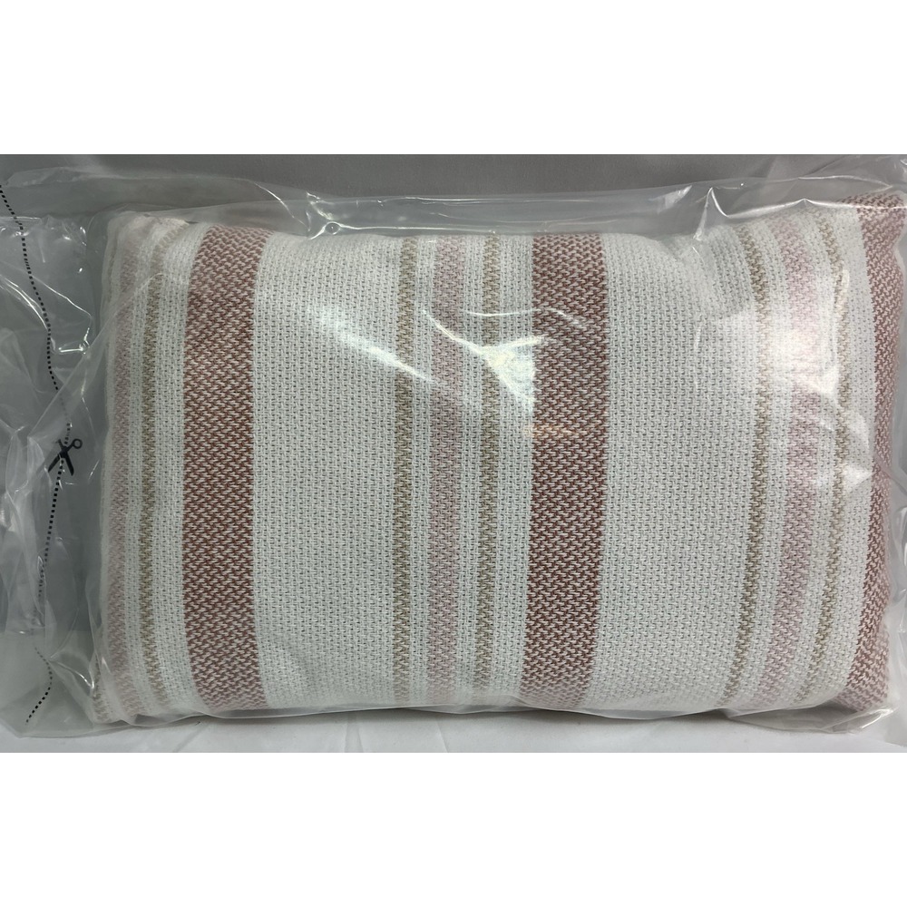 Target Threshold Striped Lumbar Pillow Cover Rose Gold Beige White 12'X18"‎